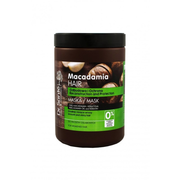 DR. SANTÉ MASKA DO WŁOSÓW Z OLEJEM MACADAMIA I KERATYNĄ ODBUDOWUJĄCA, OCHRONNA. 1000 ML