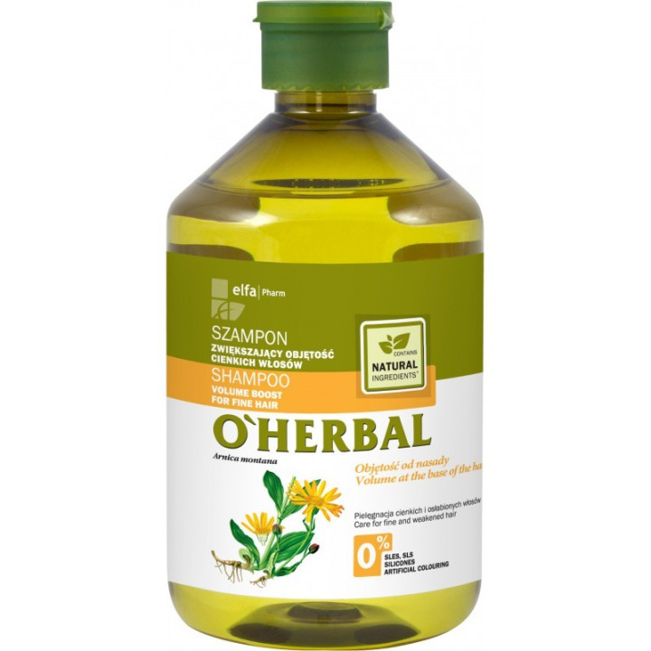 O'HERBAL SZAMPON ZWIĘKSZAJĄCY OBJĘTOŚĆ CIENKICH WŁOSÓW Z EKSTRAKTEM Z ARNIKI