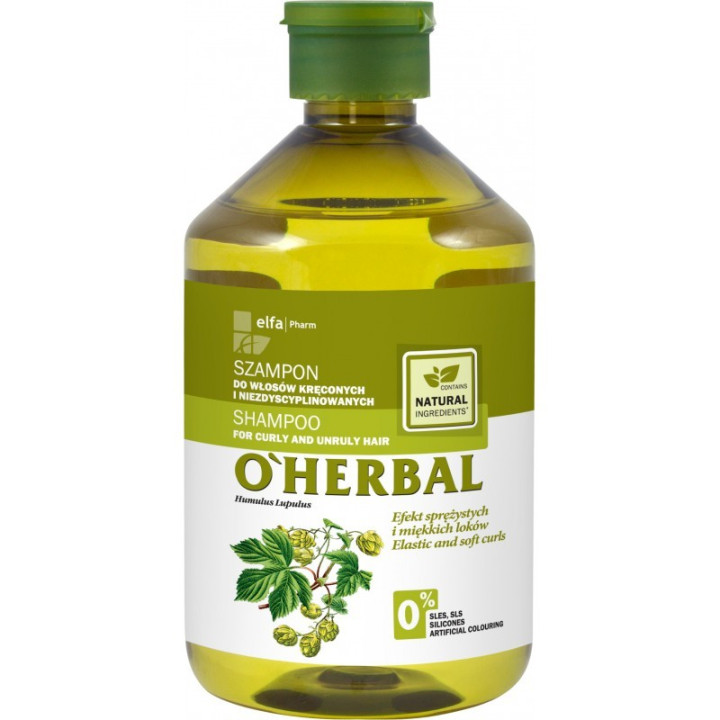 O'HERBAL SZAMPON DO WŁOSÓW KRĘCONYCH I NIEZDYSCYPLINOWANYCH Z EKSTRAKTEM  Z CHMIELU 500ML
