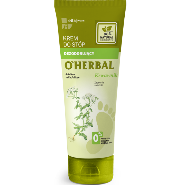 O'HERBAL DEZODORUJĄCY KREM DO STÓP Z EKSTRAKTEM Z KRWAWNIKA 75ML